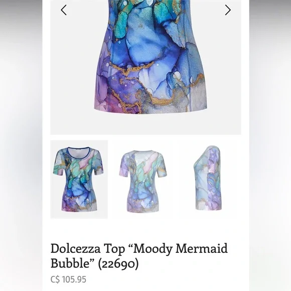 NWT Dolcezza top Simply Art “Moody Mermaid Bubble” - Picture 6 of 6